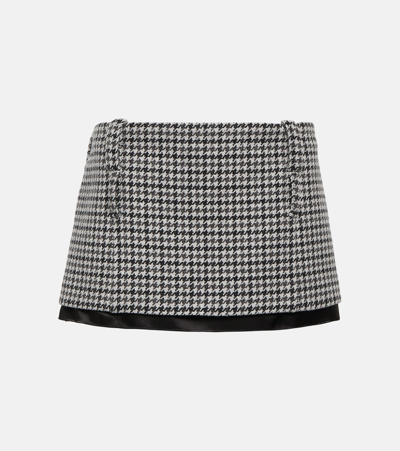 Miu Miu Houndstooth Wool Miniskirt In Multi