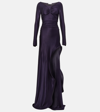 Victoria Beckham Womens Blackberry Ruched Scoop-neck Stretch-woven Maxi Dress In Purple