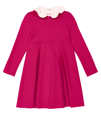 Il Gufo Kids' Ruffle-collar Pleated Dress In Pink