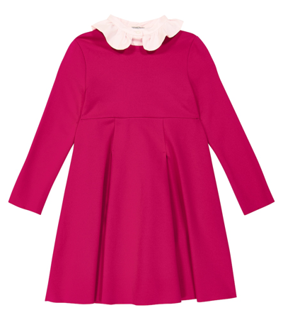 Il Gufo Kids' Ruffle-collar Pleated Dress In Fuxia