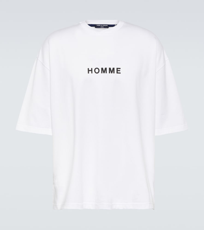 Comme Des Garçons Homme Deux Logo-print Cotton-jersey T-shirt In White