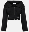 Alaïa Cropped Wraparound Cotton Hoodie In Black