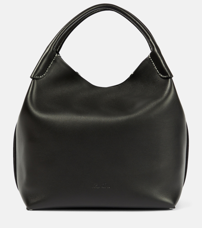 Loro Piana Bale Large Leather Bag In 8000 Black