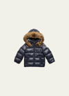 MONCLER KID'S QUILTED PUFFER FAUX FUR JACKET