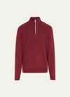 Brunello Cucinelli Cashmere Half-zip Sweater In Burgundy