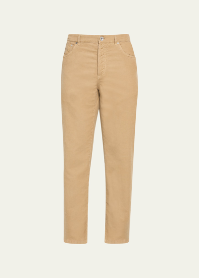 Brunello Cucinelli Men's Italian Fit Corduroy 5-pocket Pants In Camel