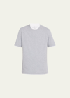 Brunello Cucinelli Men's Crewneck T-shirt With Faux-layering In Grey