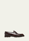 JOHN LOBB MEN'S LOPEZ APRON-TOE LEATHER PENNY LOAFERS