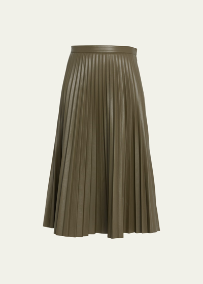 Proenza Schouler White Label Pleated Faux Leather Midi Skirt In Wood