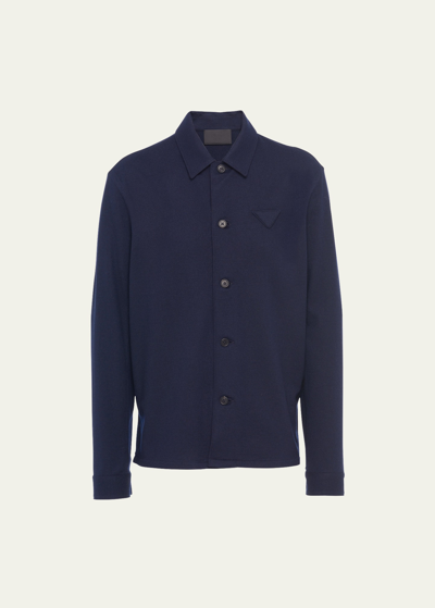 Prada Wool Blend Shirt In Blu