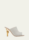 Bottega Veneta Knot Leather Heeled Sandals In 1552 Agate