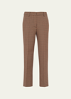 Prada Pied De Poule Straight Leg Wool Trousers In F0005 Tabacco