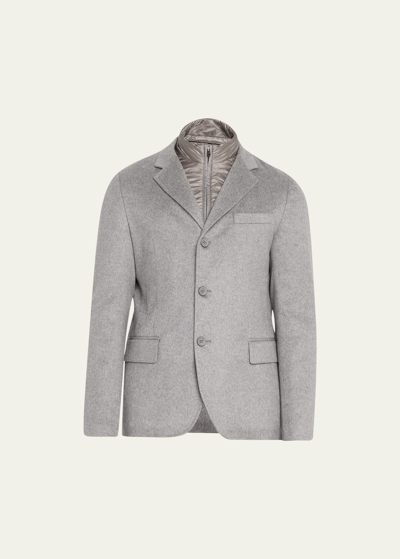 Herno Men's Cashmere Blazer With Detachable Bib In 9480
