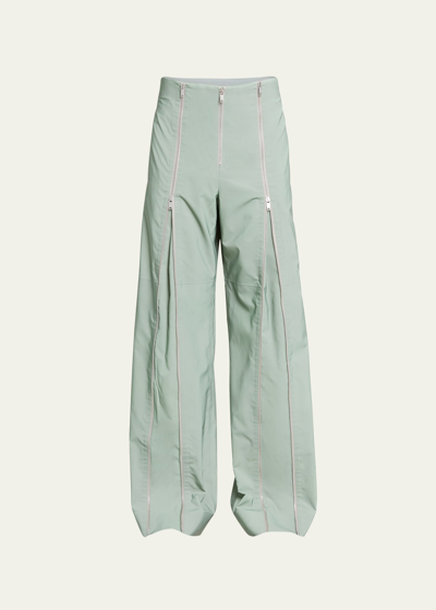 Jil Sander Men's Iridescent Multi-zip Jogger Pants In Medium Gre