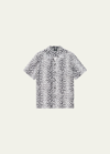 KSUBI MEN'S WHITE NOISE LEOPARD RESORT SHIRT