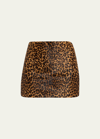 MICHAEL KORS LEOPARD-PRINT COWHIDE MINI SKIRT