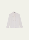 Theory Modern Cotton Georgette Tie-neck Shirt In Iv
