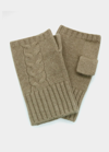 Bergdorf Goodman Men's Cable-knit Fingerless Gloves In Nile Brown