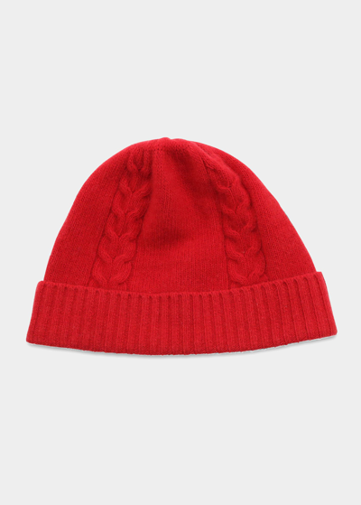 Bergdorf Goodman Men's Cable-knit Beanie Hat In Rubino