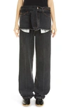 MERYLL ROGGE WIDE LEG JEANS WITH REMOVABLE DECONSTRUCTED OVERLAY