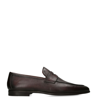Magnanni Mens Mid Brown Diezma Penny-strap Leather Penny Loafers