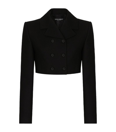 Dolce & Gabbana Double-breasted Cropped Blazer In Black