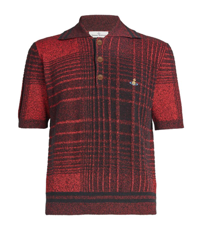 Vivienne Westwood Checked Cotton-blend Polo Shirt In Black
