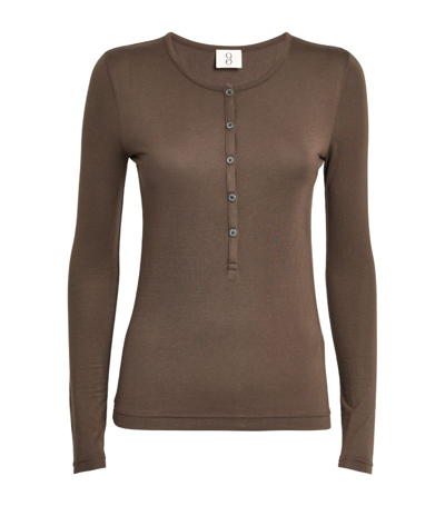 Ninety Percent Henley Top In Brown