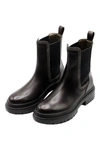 Brunello Cucinelli Leather Beatles Shoe With Jewels On The Side Elastic Bandleather In Brown