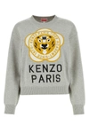 Kenzo Tiger Academy Wool And Cotton Sweater In Grey