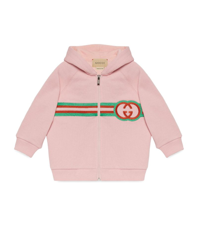 Gucci Kids Embroidered Hooded Jacket (0-36 Months) In Pink