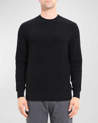Theory Men's Datter Textured Crew Sweater In Black