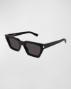 Saint Laurent Calista Acetate Cat-eye Sunglasses In Shiny Solid Black