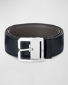 Montblanc Men's Pin Buckle Reversible Leather Belt In Black