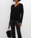 Brochu Walker Jolie Cashmere Fringe-trim Sweater In Black Onyx