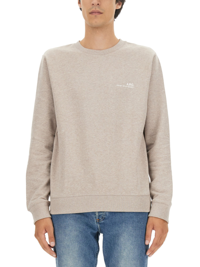 Apc Sweatshirt With Logo Print In Beige