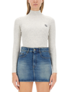 Maison Kitsuné Slim-fit High Neck Jersey In Grey