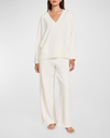 Eberjey Recycled Boucle V-neck Sweater In Ivory