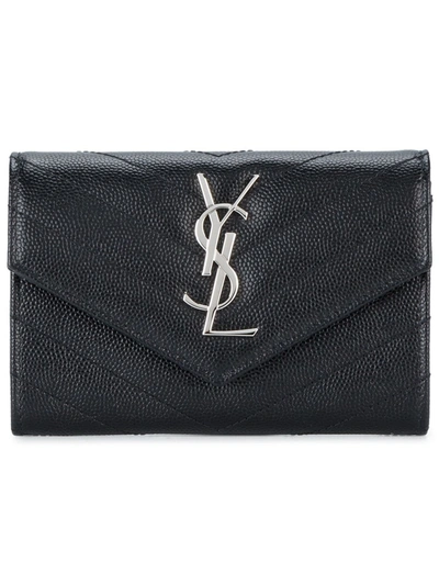 Saint Laurent Small Monogram Envelope Wallet In Black