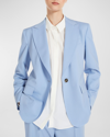 Weekend Max Mara Aletta Striped Single-breasted Blazer In Light Blue