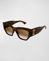 Cartier Monogram Acetate Cat-eye Sunglasses In 002 Dark Tortoise