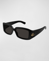 Gucci Gg Plastic Rectangle Sunglasses In Black