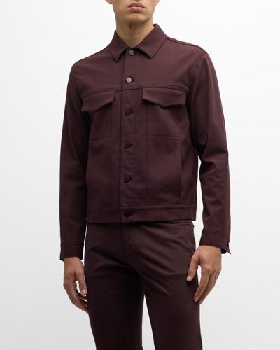 Theory River Trucker Jacket In Neoteric Twill In Malbec