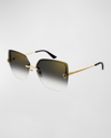 Cartier Panther Rimless Metal Alloy Butterfly Sunglasses In 001 Smooth Golden