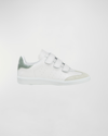 Isabel Marant Beth Mixed Leather Grip Tennis Sneakers In Almond