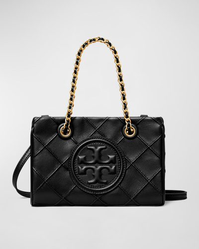 Tory Burch Fleming Mini Quilted Chain Tote Bag In Black