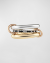 SPINELLI KILCOLLIN LIBRA 18K GOLD & SILVER 3-LINK RING W/ MICROPAVE DIAMONDS