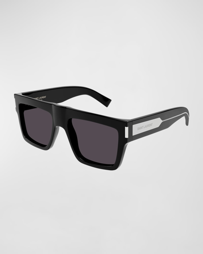 Saint Laurent Men's Sl 628 Acetate Rectangle Sunglasses In 001 Black