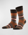 Falke Men's Temperature-regulating Stripe Crew Socks In Canvas