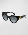 Gucci Gg Emblem Acetate Cat-eye Sunglasses In Shiny Black